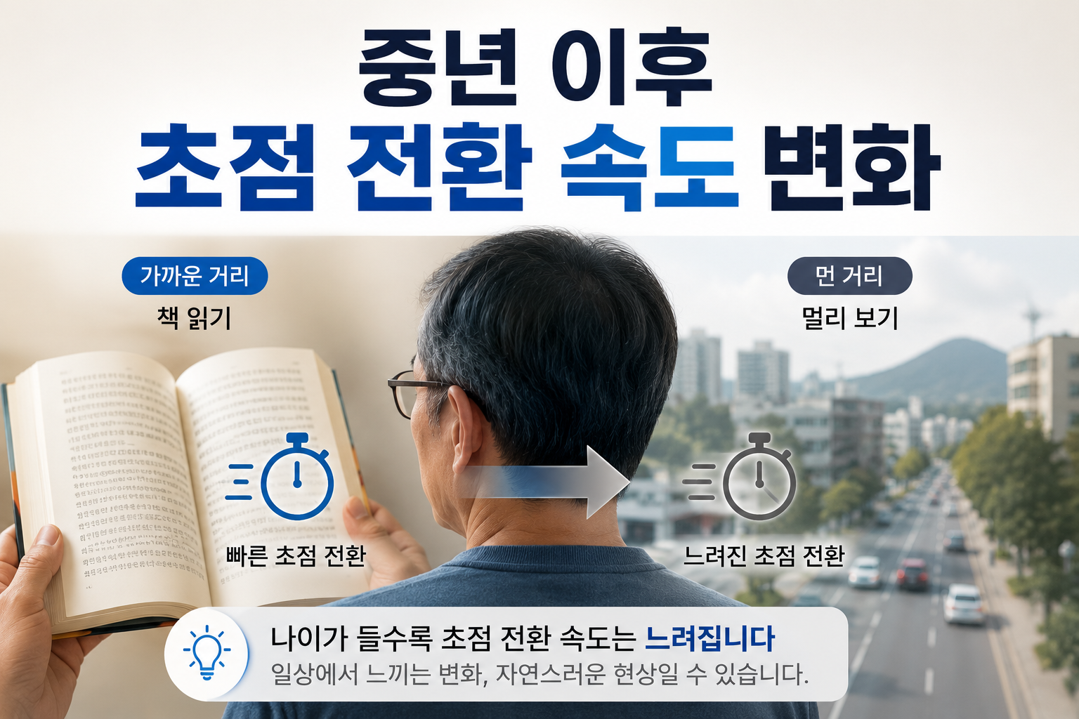 중년 이후 초점 전환 속도 변화