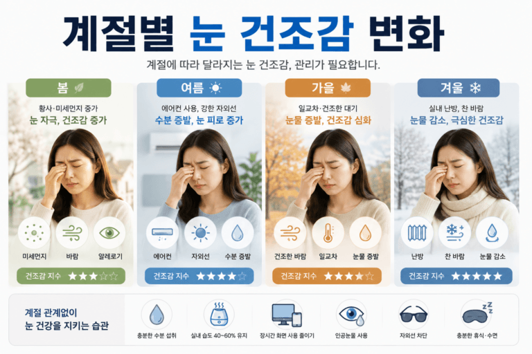 계절별 눈 건조감 변화