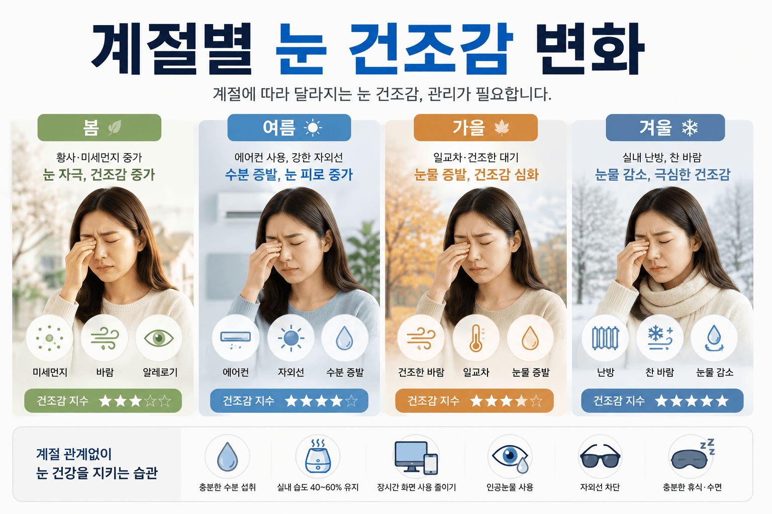 계절별 눈 건조감 변화